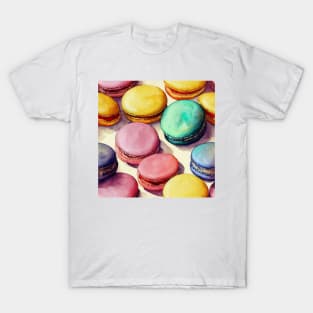 Watercolor dessert french macaron pattern T-Shirt